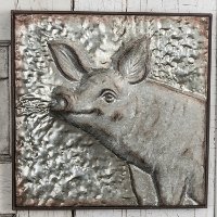 Metal Embossed Pig Framed Wall Art