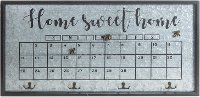 Home Sweet Home Wood and Metal Calendar with Hooks