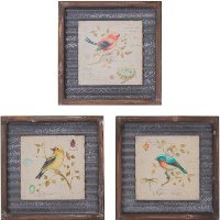Assorted Wood and Metal Bird Framed Wall Art