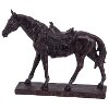 Clearance Resin Rustic Saddled Horse Sculpture On Base