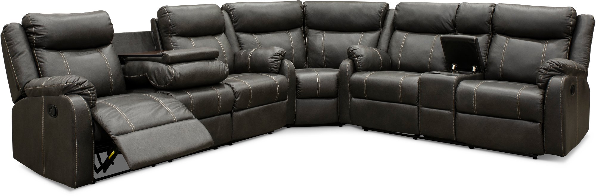 Domino Carbon Gray Dual Reclining Sectional Sofa-3