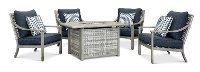 Driftwood Gray 5 Piece Patio Fire Pit Set - Rockport