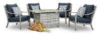 Driftwood Gray 5 Piece Patio Fire Pit Set - Rockport-2