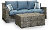 17CT262AW-3D/SO/CKTB Wicker Woven Sofa and Cocktail Table - Southport