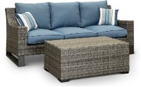 17CT262AW-3D/SO/CKTB Wicker Woven Sofa and Cocktail Table - Southport
