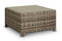 Wicker Coffee Table with Glass Top - Cenacle
