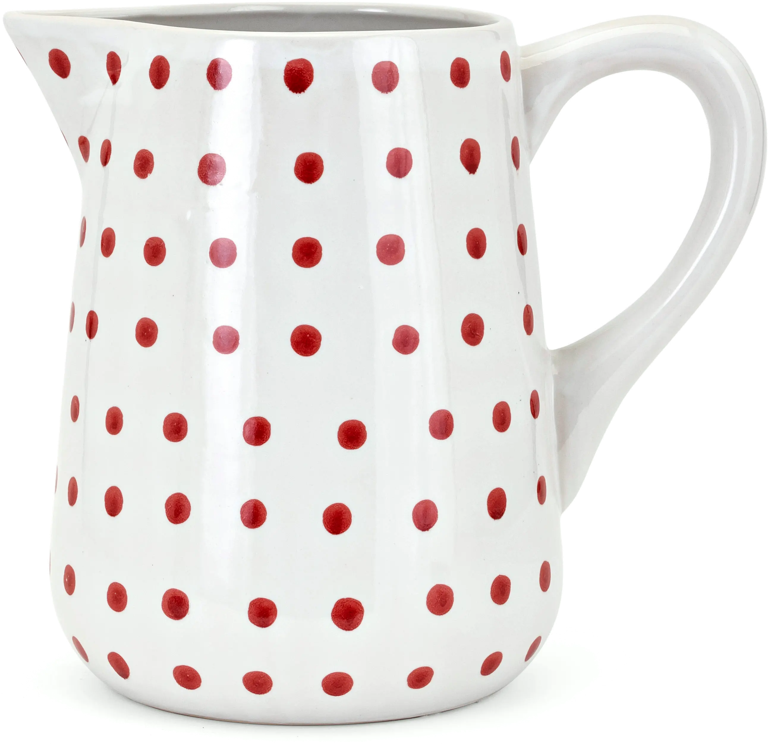 12 Inch Berry Patch Ceramic Hand-Painted Polka Dot Pitcher-1