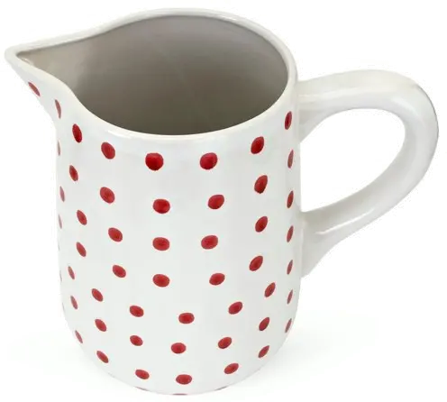 12 Inch Berry Patch Ceramic Hand-Painted Polka Dot Pitcher-2