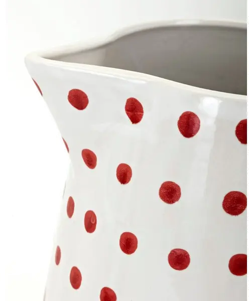 12 Inch Berry Patch Ceramic Hand-Painted Polka Dot Pitcher-3