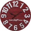 36 Inch Distressed Red Wall Clock with Metal Numerals