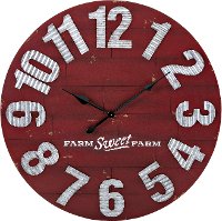 36 Inch Distressed Red Wall Clock with Metal Numerals