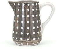8 Inch Gray and White Polka Dot Hand-Painted Small Pitcher