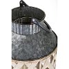 21 Inch Whitewashed Bamboo and Metal Lantern-2