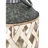 21 Inch Whitewashed Bamboo and Metal Lantern-4