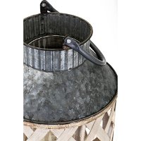 15 Inch Whitewashed Bamboo and Metal Lantern-2