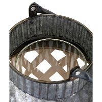 15 Inch Whitewashed Bamboo and Metal Lantern-3