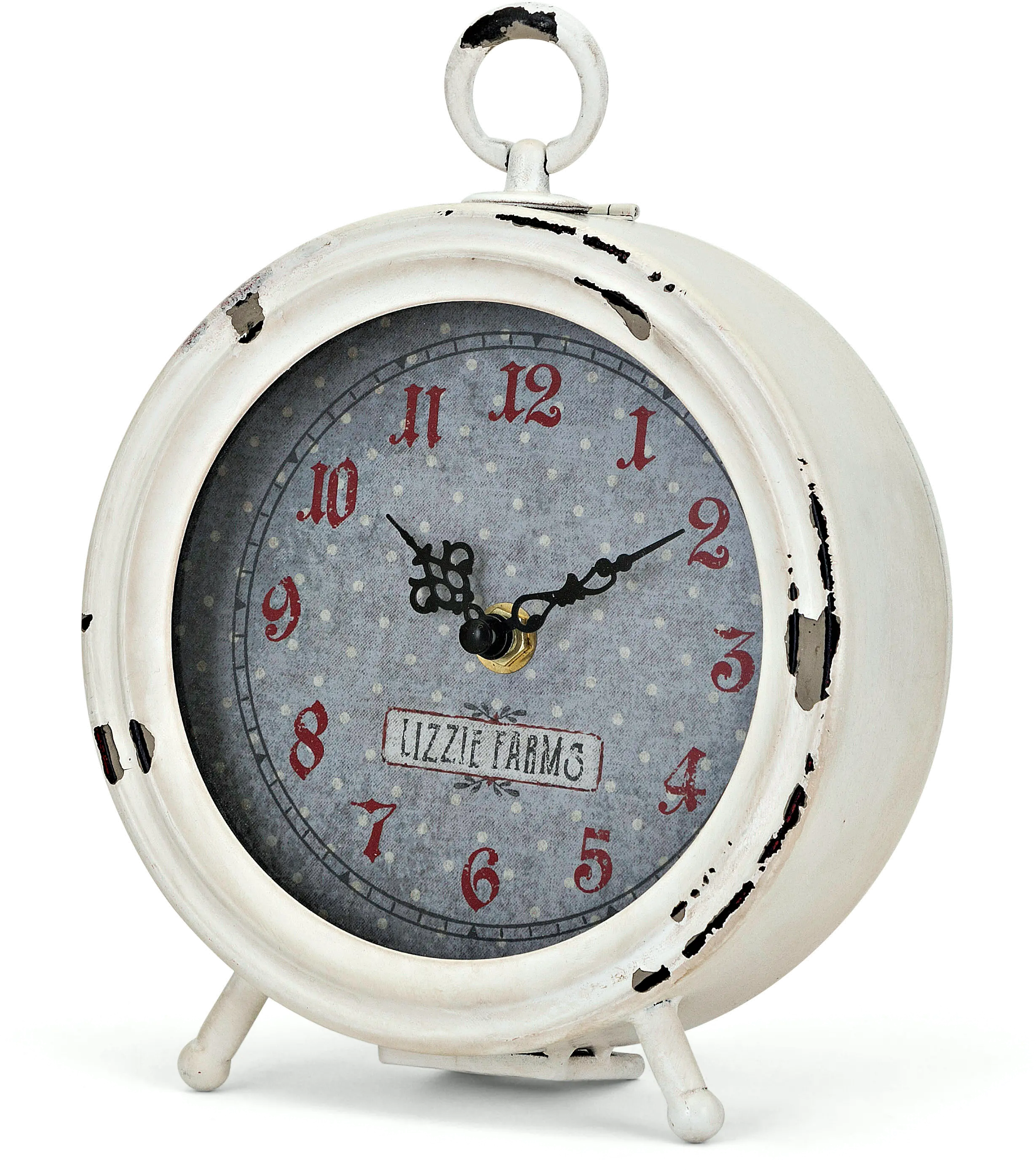 Distressed White Desk Clock - Berry Patch-1