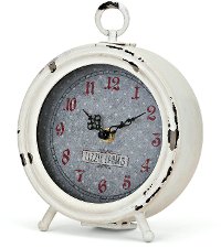 Distressed White Desk Clock - Berry Patch