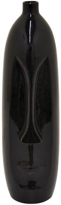 Black Ceramic Vase with Hidden Face
