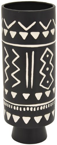 11 Inch Black and White Ceramic Vase