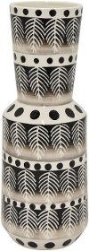 11 Inch White and Black Porcelain Vase