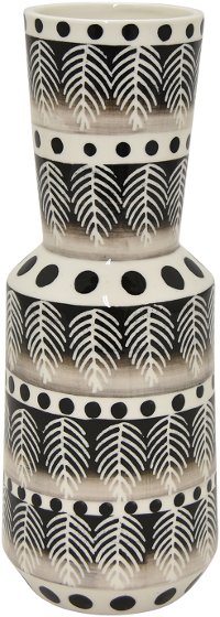 11 Inch White and Black Porcelain Vase