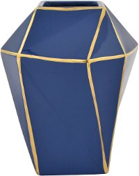 8 Inch Blue and Gold Porcelain Vase