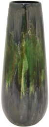 18 Inch Green and Charcoal Ceramic Vase