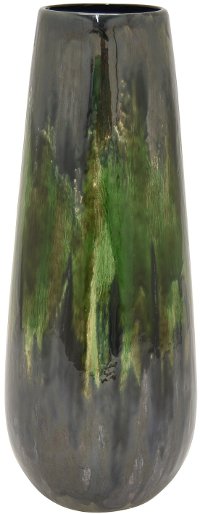 18 Inch Green and Charcoal Ceramic Vase