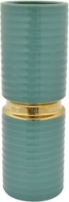 Clearance 13 Inch Turquoise and Gold Porcelain Vase
