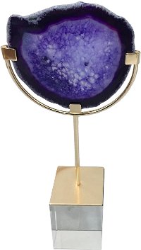 Purple Agate Tabletop Decor on Stand