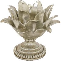 7 Inch Silver-Champagne Lotus Flower Votive Candle Holder