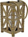 Clearance 14 Inch Wooden Lantern with Rope Handle and Glass Cylinder