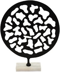 17 Inch Round Metal Sculpture on Marble Base
