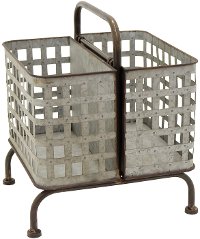 Metal Storage Basket on Legs with Handle