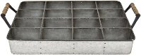 Galvanized Storage Tray with Handles and Dividers