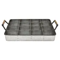 Galvanized Storage Tray with Handles and Dividers