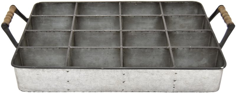 Galvanized Metal Tray W/ 10 Compartments