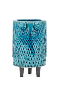 7 Inch Blue Ceramic Owl Vase