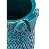 7 Inch Blue Ceramic Owl Vase-2