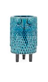 Clearance 7 Inch Blue Ceramic Owl Vase