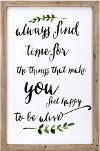 Clearance Always Find Time for Happiness Framed Wall Decor