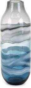 13 Inch Black, Gray and Blue Glass Vase