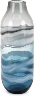 13 Inch Black, Gray and Blue Glass Vase