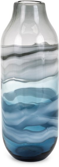 13 Inch Black, Gray and Blue Glass Vase
