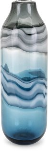 18 Inch Black, Gray and Blue Glass Vase