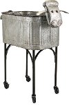 Ewe Lamb Metal Planter Stand on Casters-1