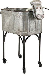 Ewe Lamb Metal Planter Stand on Casters