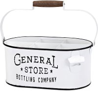 White Iron General Store Bottle Caddy with Handle