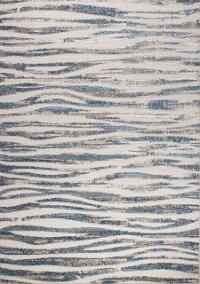 5 x 8 Medium Wavy Stripes Cream and Blue Rug - Alta
